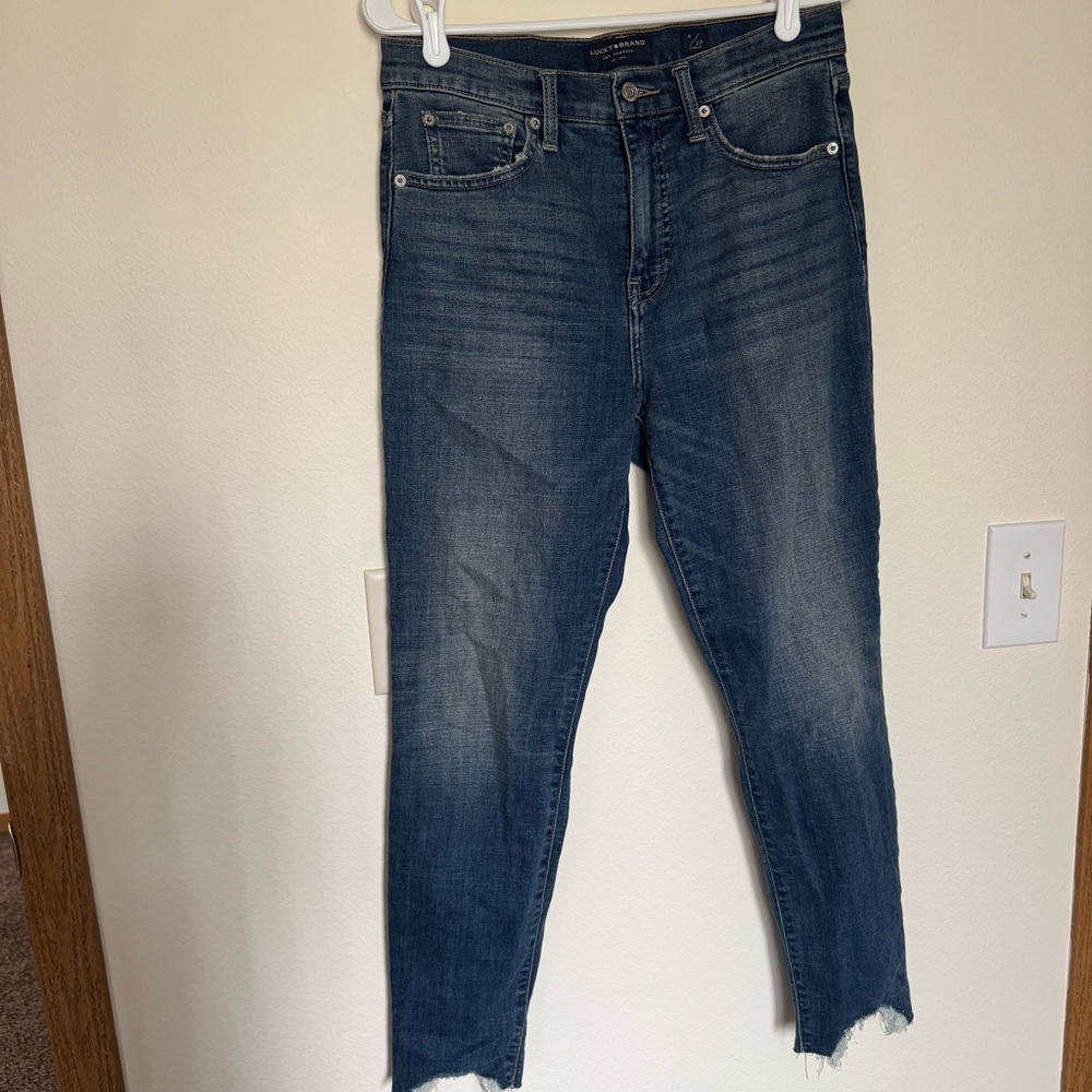 Lucky Brand Dark Blue Ankle Skinny Jeans High Waist Bridgette